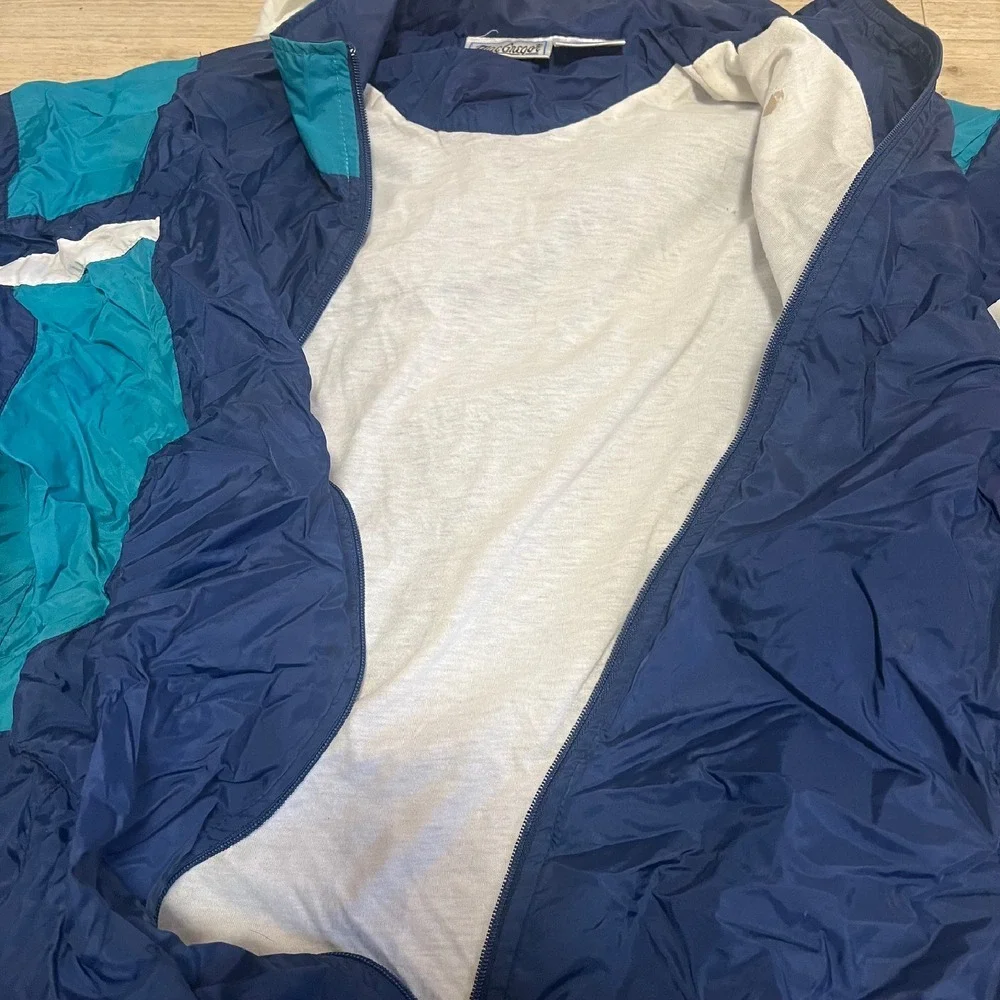Macgregor Windbreaker Nylon Jacket With Hood Size L‎ 90s Vtg Blue Mens Golf